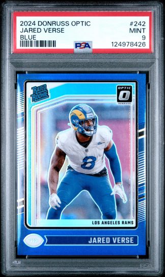 Jared Verse #242 (Rookie Card) – 2024 Donruss Optic Blue [#144-199] Front - PSA 9